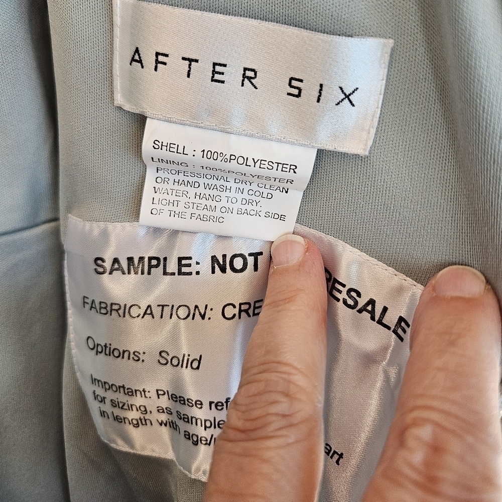 After Six Maxi Dress Womens Sz 10 Willow Green Crepe Pockets Cross Over Front - Picture 12 of 13